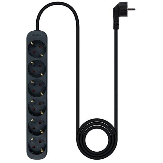 Régua de tomadas Nanocable 10.37.0006-NS-BK 6 tomadas proteção infantil 1,4 m preta
