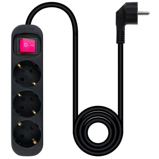Nanocable Regleta de Enchufes con 3 Tomas Tipo F con Interruptor 1.4m Negro
