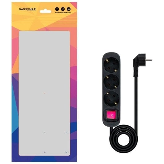 Multiprise Nanocable 10.38.0003-BK 3 Prises Interrupteur Protection enfant 1,4 m Noir