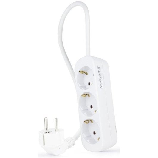 Régua de tomadas Nanocable 10.38.0003-NS 3 Tomadas Proteção Infantil Cabo 1,4 m Branco