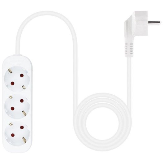 Régua de tomadas Nanocable 10.38.0003-NS 3 Tomadas Proteção Infantil Cabo 1,4 m Branco