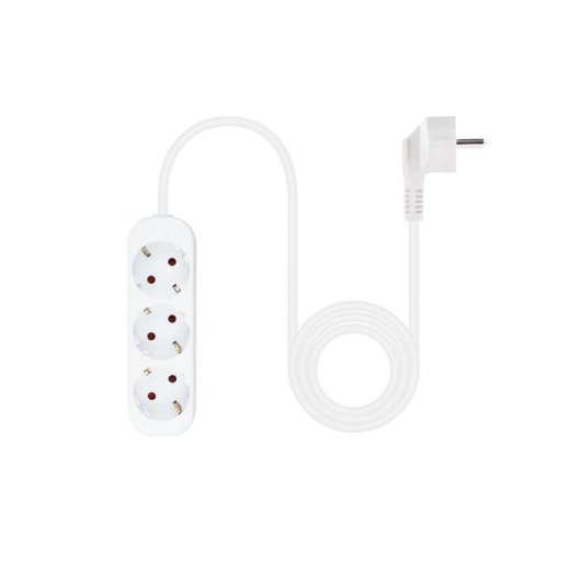 Régua de tomadas Nanocable 10.38.0003-NS 3 Tomadas Proteção Infantil Cabo 1,4 m Branco