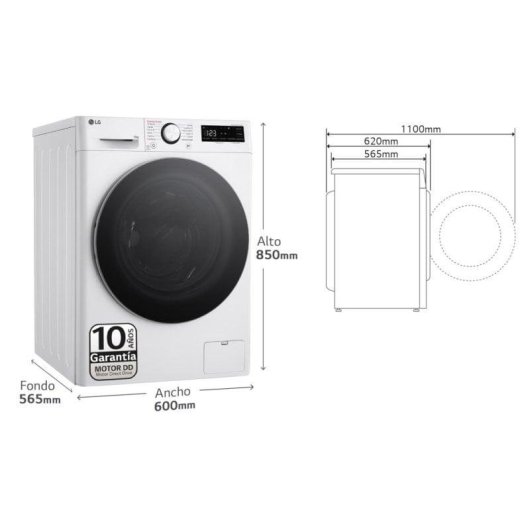 Máquina de Lavar Roupa LG Série 600 F4WR6010A1W Carga Frontal 10 kg 1360 rpm A IA Branca