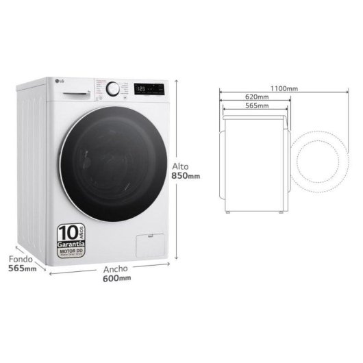 Máquina de Lavar Roupa LG Serie 600 F4WR6009A0W 9 kg 1360rpm A Branco IA Vapor