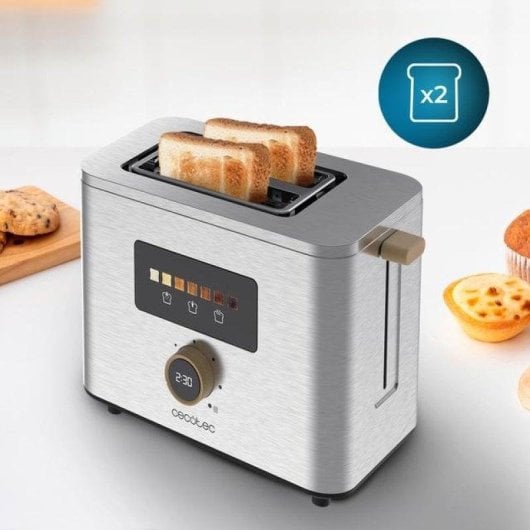 Tostador Cecotec Touch&Toast Double 2 Scheiben Edelstahl Touchscreen 950 W