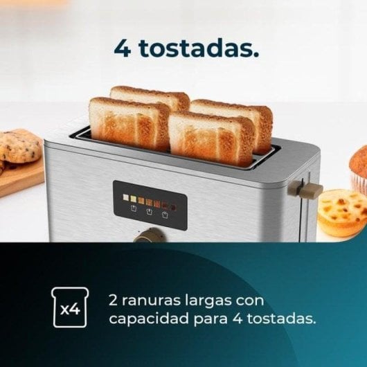 Tosterr Cecotec Touch&Toast Extra Double 1500W Edelstahl Touchscreen 4 Scheiben
