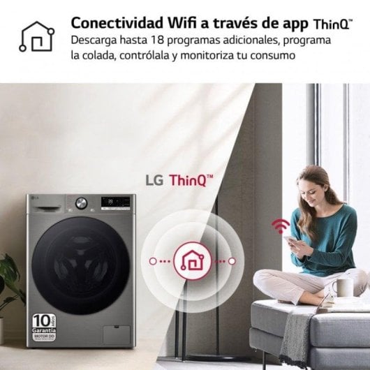 Máquina de Lavar Roupa LG F4WR7010AGS 10 kg 1400rpm A Inox Wifi IA Vapor