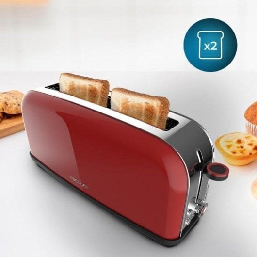 Grille-pain Cecotec Toastin' time 850 Red Long ranure large inox 2 tranches 850W