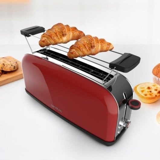 Grille-pain Cecotec Toastin' time 850 Red Long ranure large inox 2 tranches 850W