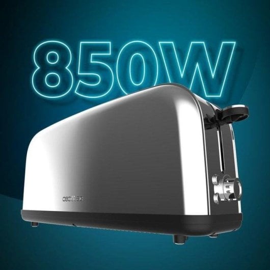 Toaster Cecotec Toastin' time 850 Inox Long Lite 2 Scheiben Edelstahl Pop-up