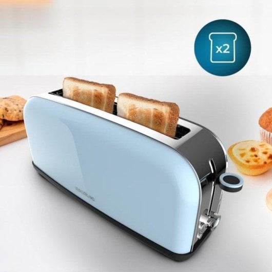 Tostadora Cecotec Toastin' time 850 Blue Long 2 Schlitze Edelstahl 850W Blau