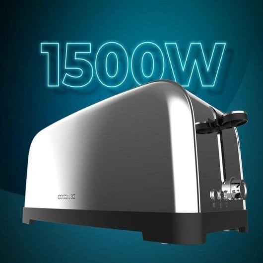 Tostadora Cecotec Toastin' time 1500 Inox Lite 4 rebanadas ranura ancha acero inoxidable