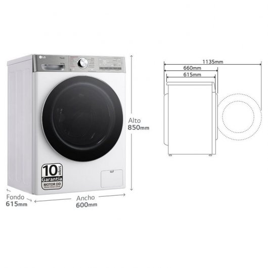 LG F4DR9513A2W Máquina de Lavar e Secar Roupa 13Kg/7Kg D Branca