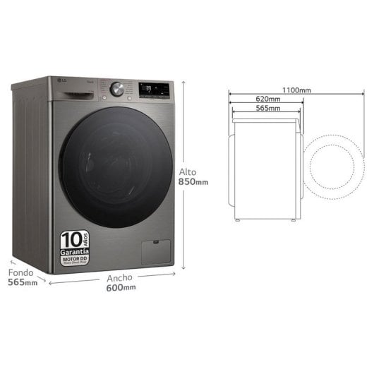 LG F4DR7011AGS Máquina de Lavar e Secar Roupa 11Kg/6Kg D Aço Inoxidável Escuro