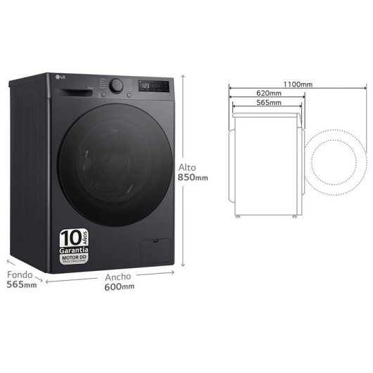 LG F4DR6010AGM Máquina de Lavar e Secar Roupa 10Kg/6Kg D Preta