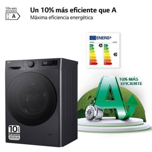 Lavasecadora LG 10kg D F4DR6010AGM AI DD TurboWash360º Preta
