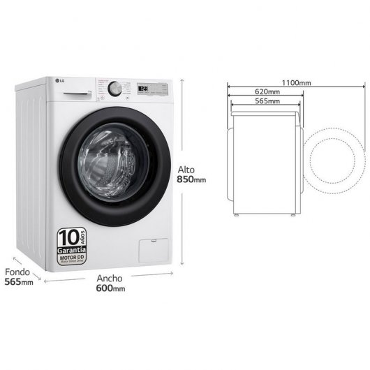 LG F4DR5509A1W Lavasecadora de Carga Frontal 9Kg/6Kg D Blanca
