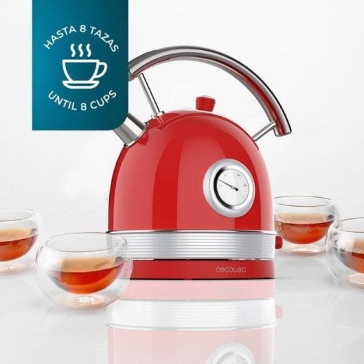 Chaleira elétrica Cecotec Thermosense 420 Vintage 1,8L 2200W aço inox vermelho