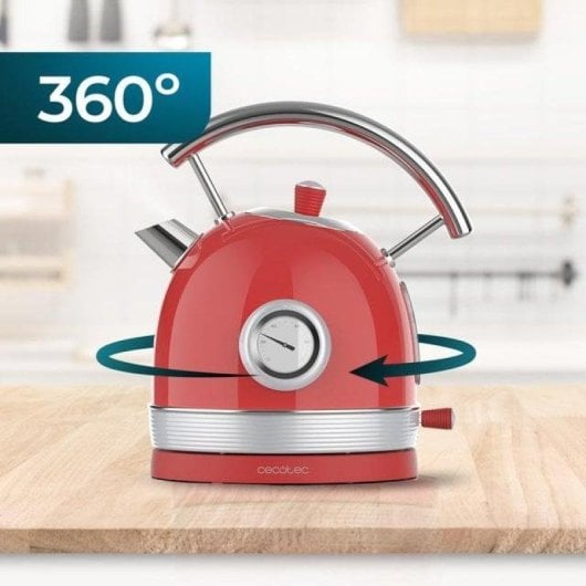 Chaleira elétrica Cecotec Thermosense 420 Vintage 1,8L 2200W aço inox vermelho