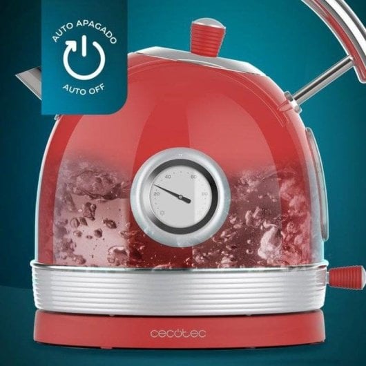 Chaleira elétrica Cecotec Thermosense 420 Vintage 1,8L 2200W aço inox vermelho
