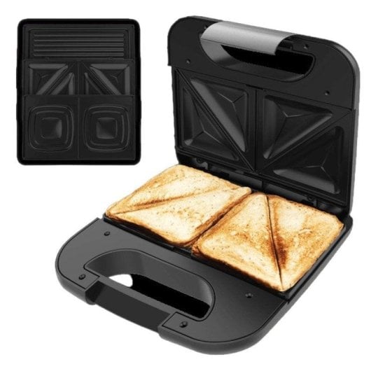 Sandwichera Cecotec Rock’nToast Combo 800W 3 Plaques Interchangeables Acier inoxydable