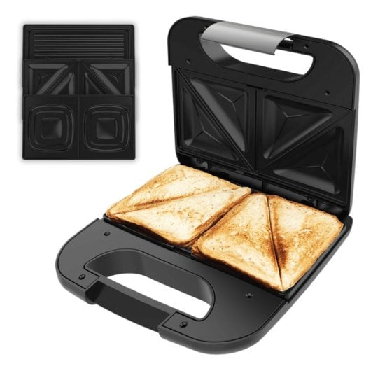 Sandwichera Cecotec Rock’nToast Combo 800W 3 Plaques Interchangeables Acier inoxydable