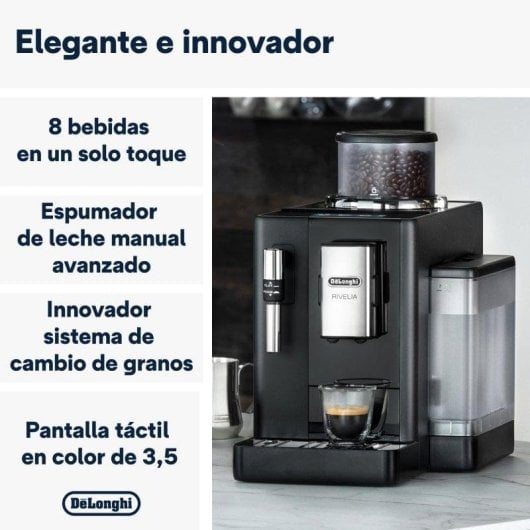 Caffettiera Automatica DeLonghi Rivelia 1,4L 19 bar con macinacaffè e vaporizzatore