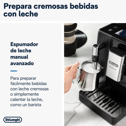 DeLonghi Rivelia Cafetera Superautomática con Molinillo Integrado 19 Bares Negra
