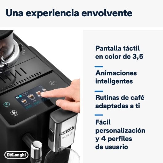 DeLonghi Rivelia Cafetera Superautomática con Molinillo Integrado 19 Bares Negra
