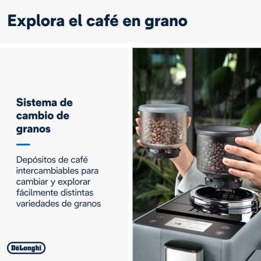 DeLonghi Rivelia Cafetera Superautomática con Depósito de Leche Y Molinillo Integrado 19 Bares Gris