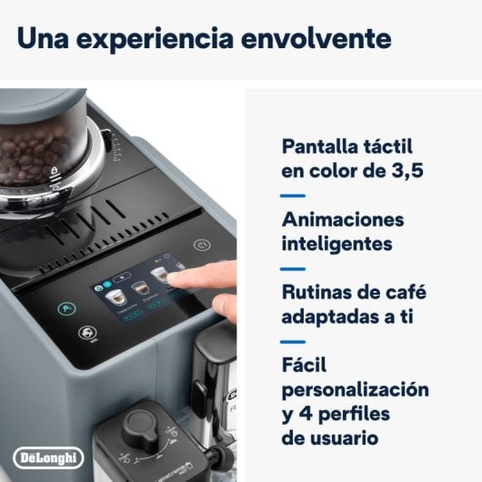 DeLonghi Rivelia Cafetera Superautomática con Depósito de Leche Y Molinillo Integrado 19 Bares Gris