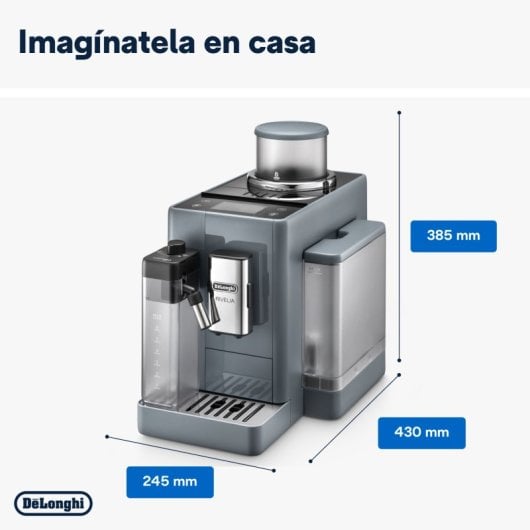 DeLonghi Rivelia Cafetera Superautomática con Depósito de Leche Y Molinillo Integrado 19 Bares Gris