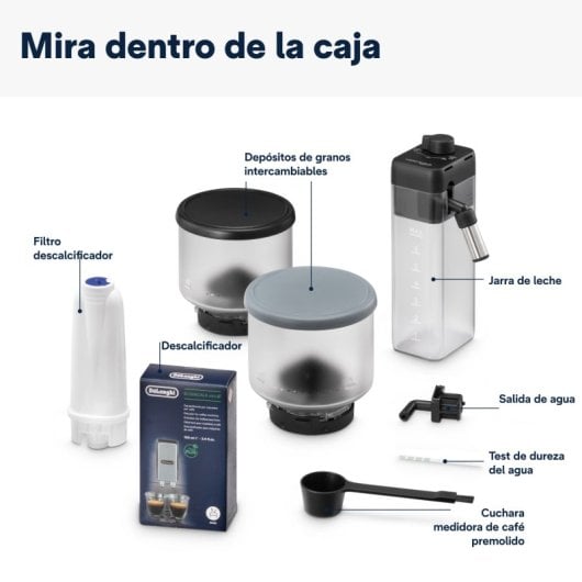 DeLonghi Rivelia Cafetera Superautomática con Depósito de Leche Y Molinillo Integrado 19 Bares Gris