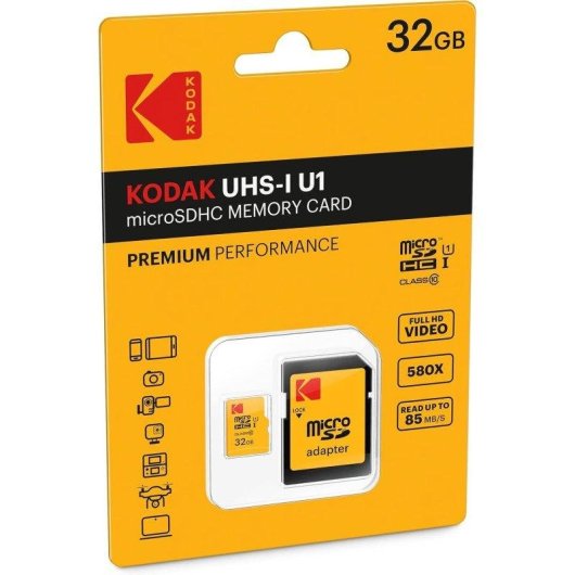 Scheda MicroSD Kodak Premium Perfomance 32GB Classe 10 con Adattatore