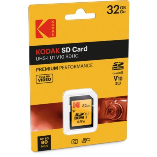 Carte Kodak EKMSD32GHC10K 32GB SDHC UHS-I Classe 10 90MB/s