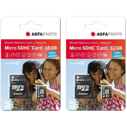 Agfaphoto 2er-Pack MicroSDHC-Speicherkarten 16 GB + 32 GB Klasse 10 mit Adapter