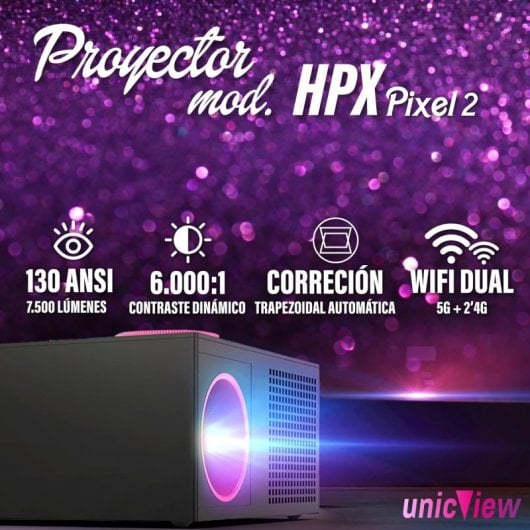 UnicView HPX Pixel 2 Proyector LCD Ultra HD 4K 7500 Lúmenes Negro