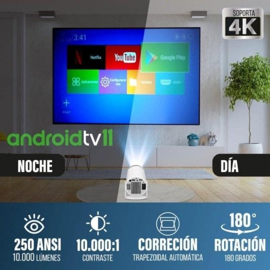 Projetor UnicView HY300 Plus HD 10000 Lúmenes 130" LED LCD Android TV Portátil