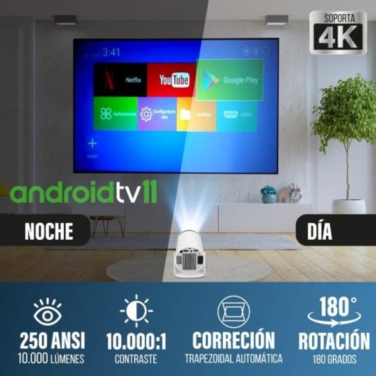 Projetor UnicView HY300 Plus HD 10000 Lúmenes 130" LED LCD Smart TV Portátil