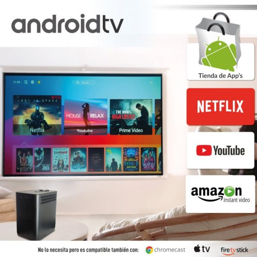 UnicView JS30 Projetor Android TV com HDMI de Saída UltraHD 4K 12000 Lúmenes