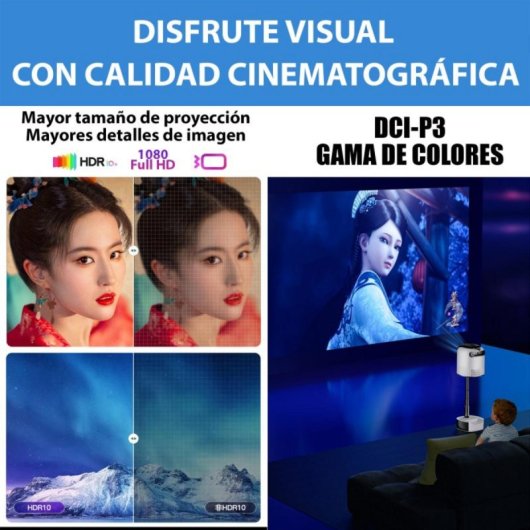 Projetor Seelumen S600 FullHD 10000 Lúmenes 130" LED LCD AndroidTV Portátil Tripé