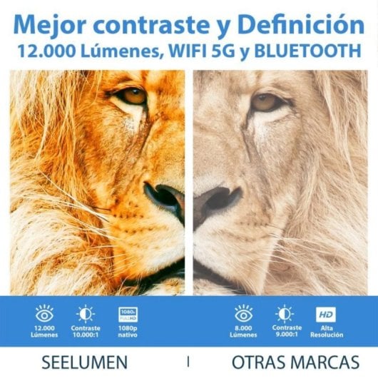 Projetor Seelumen S13 HD 12000 Lúmenes 130" LED LCD AndroidTV Portátil Smart