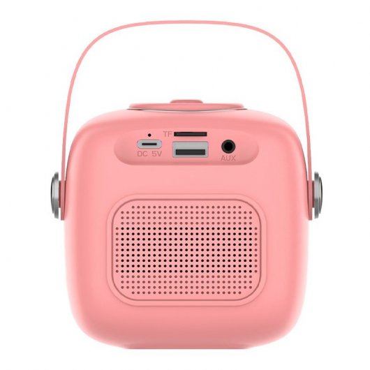 Cool Mini Enceinte Bluetooth Karaoké avec Karaoké 6W + Microphone Rose