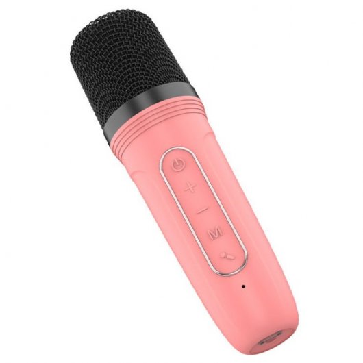 Cool Mini Enceinte Bluetooth Karaoké avec Karaoké 6W + Microphone Rose