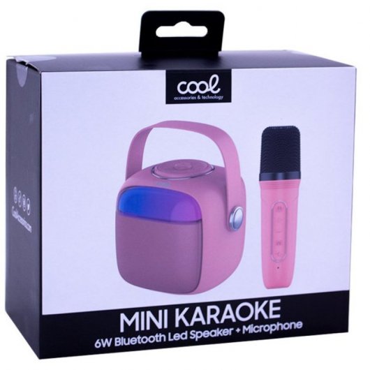 Cool Mini Enceinte Bluetooth Karaoké avec Karaoké 6W + Microphone Rose