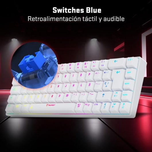Tastiera da gioco meccanica wireless Tempest K20 Beast RGB TKL Mini bianca
