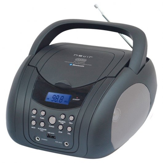 Nevir NVR-483UB Rádio CD Portátil com Bluetooth Preto/Cinzento