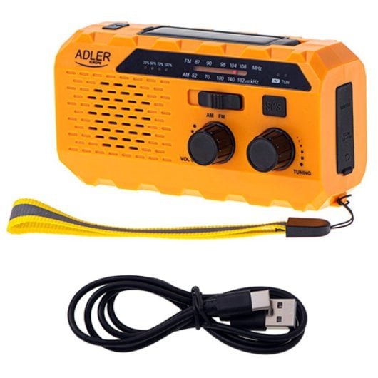 Adler AD 1197 Radio Solar Portátil con Linterna Naranja