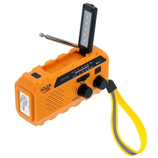 Adler AD 1197 Radio Solar Portátil con Linterna Naranja