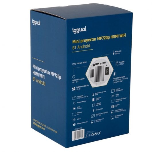 iggual MP720p Mini Proyector ANSI 720p WiFi/Bluetooth 120 Lúmenes Blanco